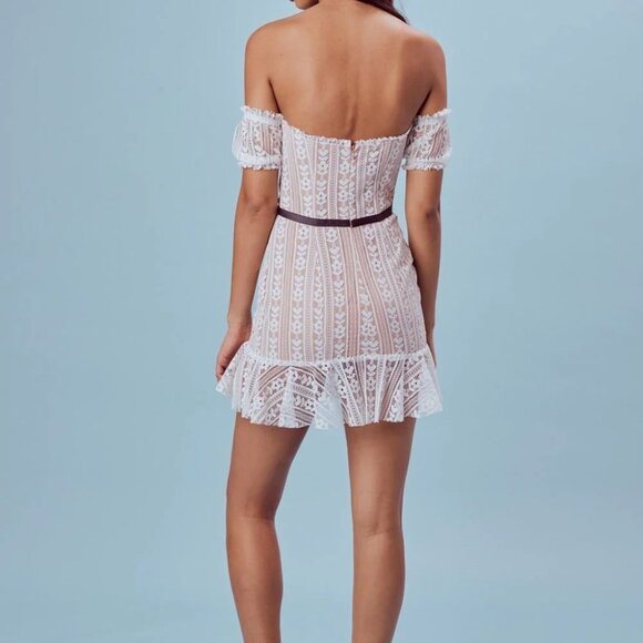 NEW For Love and Lemons Dakota Lace Mini Dress White - Picture 5 of 7